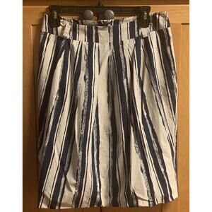 Pauw Amsterdam Skirt Size 1 Navy & Cream Knee Length w/ Zipper & Pleats